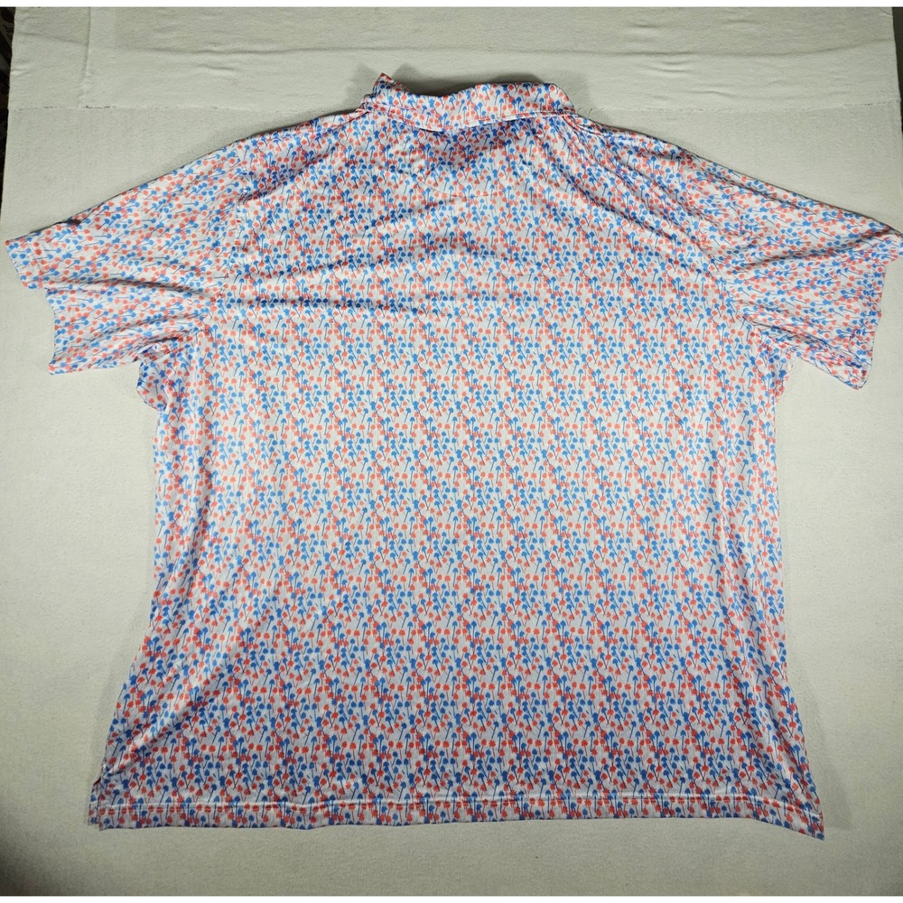 Reebok Speedwick Mens 5XL Polo Shirt Palm Tree Print Blue Orange DXGS25678 - Picture 8 of 9